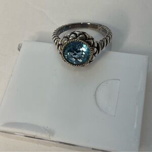 Effy Blue Topaz Rope-Style Silver Ring Size 7.5